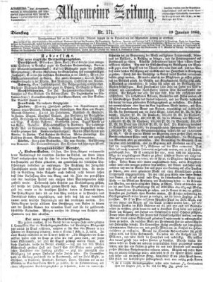 Allgemeine Zeitung Dienstag 19. Juni 1860