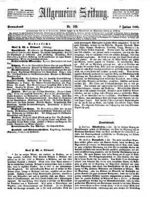 Allgemeine Zeitung Samstag 7. Juli 1860