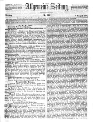 Allgemeine Zeitung Freitag 3. August 1860