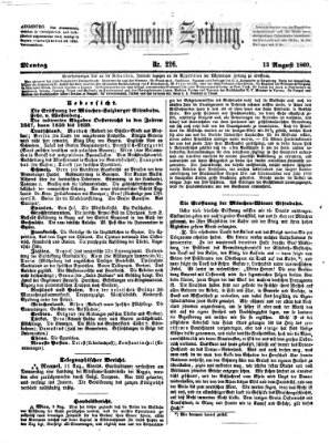 Allgemeine Zeitung Montag 13. August 1860
