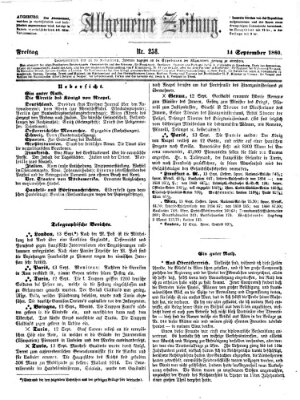 Allgemeine Zeitung Freitag 14. September 1860