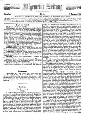 Allgemeine Zeitung Dienstag 7. Januar 1862