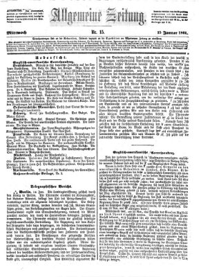 Allgemeine Zeitung Mittwoch 15. Januar 1862