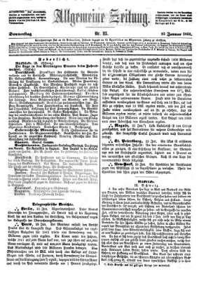 Allgemeine Zeitung Donnerstag 23. Januar 1862