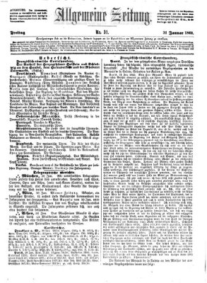 Allgemeine Zeitung Freitag 31. Januar 1862