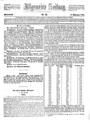 Allgemeine Zeitung Mittwoch 12. Februar 1862