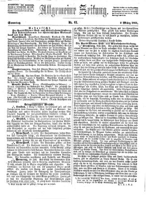 Allgemeine Zeitung Sonntag 2. März 1862
