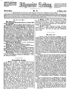 Allgemeine Zeitung Donnerstag 13. März 1862