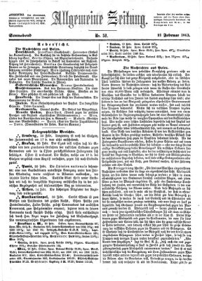Allgemeine Zeitung Samstag 21. Februar 1863