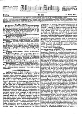 Allgemeine Zeitung Freitag 24. April 1863