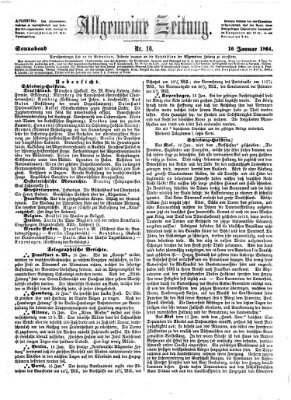 Allgemeine Zeitung Samstag 16. Januar 1864