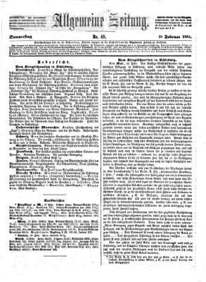 Allgemeine Zeitung Donnerstag 18. Februar 1864