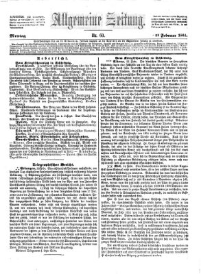 Allgemeine Zeitung Montag 29. Februar 1864