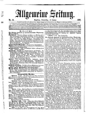 Allgemeine Zeitung Donnerstag 18. Januar 1866