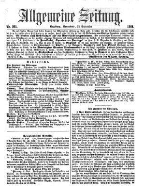 Allgemeine Zeitung Samstag 22. September 1866