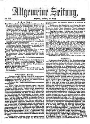 Allgemeine Zeitung Dienstag 27. August 1867