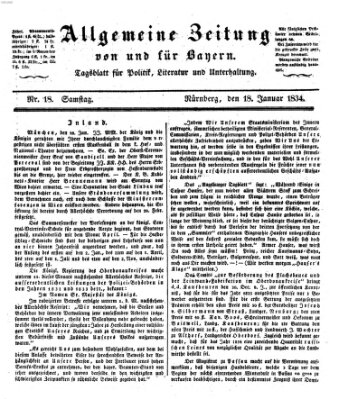Allgemeine Zeitung von und für Bayern (Fränkischer Kurier) Samstag 18. Januar 1834