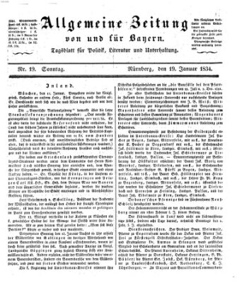 Allgemeine Zeitung von und für Bayern (Fränkischer Kurier) Sonntag 19. Januar 1834