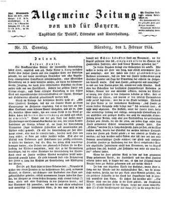 Allgemeine Zeitung von und für Bayern (Fränkischer Kurier) Sonntag 2. Februar 1834