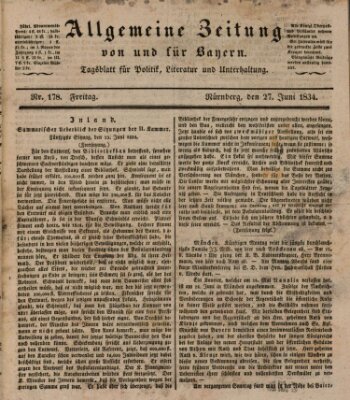 Allgemeine Zeitung von und für Bayern (Fränkischer Kurier) Freitag 27. Juni 1834