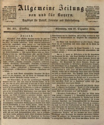 Allgemeine Zeitung von und für Bayern (Fränkischer Kurier) Samstag 27. Dezember 1834