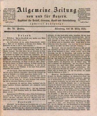 Allgemeine Zeitung von und für Bayern (Fränkischer Kurier) Freitag 20. März 1835