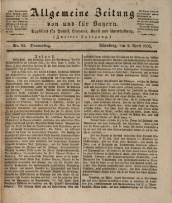 Allgemeine Zeitung von und für Bayern (Fränkischer Kurier) Donnerstag 2. April 1835