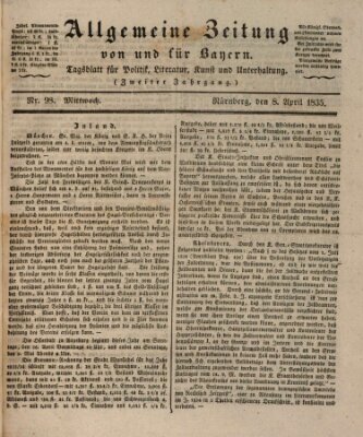 Allgemeine Zeitung von und für Bayern (Fränkischer Kurier) Mittwoch 8. April 1835