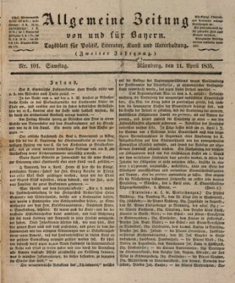 Allgemeine Zeitung von und für Bayern (Fränkischer Kurier) Samstag 11. April 1835
