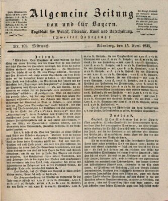 Allgemeine Zeitung von und für Bayern (Fränkischer Kurier) Mittwoch 15. April 1835