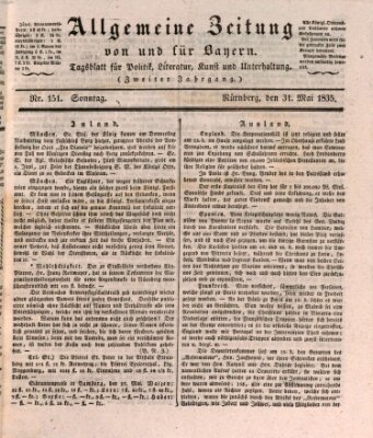 Allgemeine Zeitung von und für Bayern (Fränkischer Kurier) Sonntag 31. Mai 1835