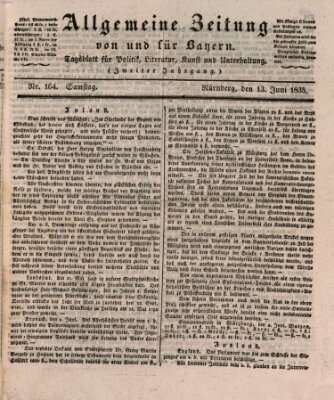 Allgemeine Zeitung von und für Bayern (Fränkischer Kurier) Samstag 13. Juni 1835