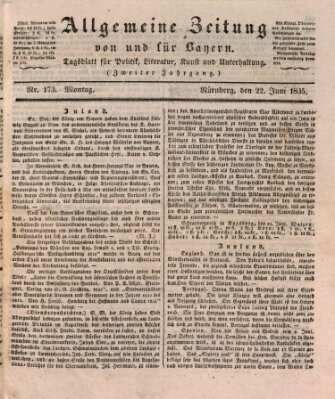 Allgemeine Zeitung von und für Bayern (Fränkischer Kurier) Montag 22. Juni 1835