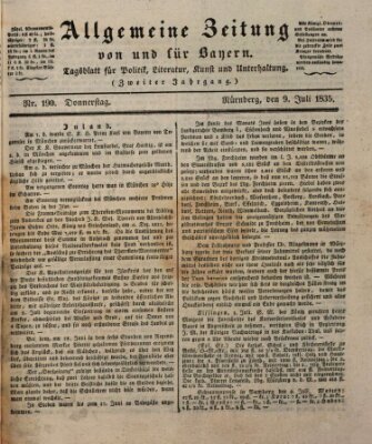 Allgemeine Zeitung von und für Bayern (Fränkischer Kurier) Donnerstag 9. Juli 1835