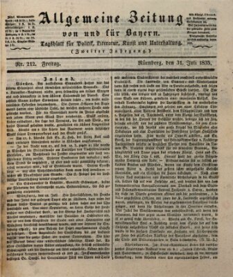 Allgemeine Zeitung von und für Bayern (Fränkischer Kurier) Freitag 31. Juli 1835