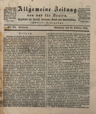 Allgemeine Zeitung von und für Bayern (Fränkischer Kurier) Mittwoch 28. Oktober 1835