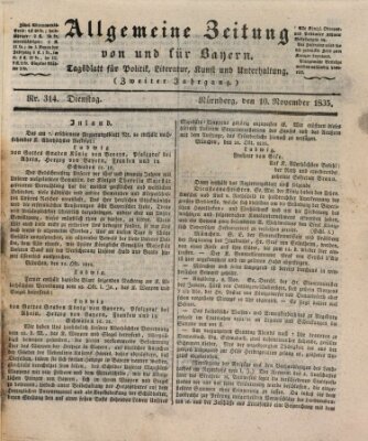 Allgemeine Zeitung von und für Bayern (Fränkischer Kurier) Dienstag 10. November 1835