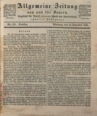Allgemeine Zeitung von und für Bayern (Fränkischer Kurier) Samstag 28. November 1835
