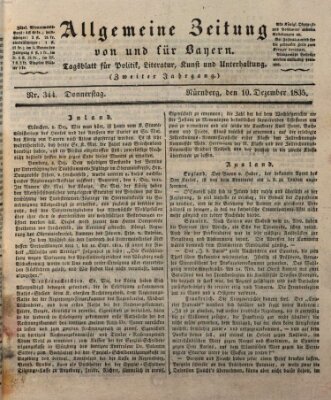 Allgemeine Zeitung von und für Bayern (Fränkischer Kurier) Donnerstag 10. Dezember 1835