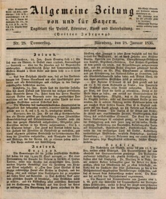Allgemeine Zeitung von und für Bayern (Fränkischer Kurier) Donnerstag 28. Januar 1836