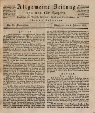 Allgemeine Zeitung von und für Bayern (Fränkischer Kurier) Donnerstag 4. Februar 1836