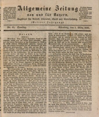 Allgemeine Zeitung von und für Bayern (Fränkischer Kurier) Samstag 5. März 1836