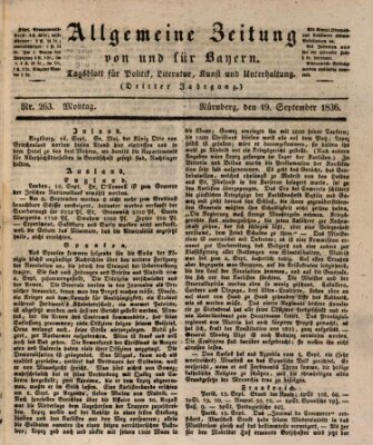 Allgemeine Zeitung von und für Bayern (Fränkischer Kurier) Montag 19. September 1836