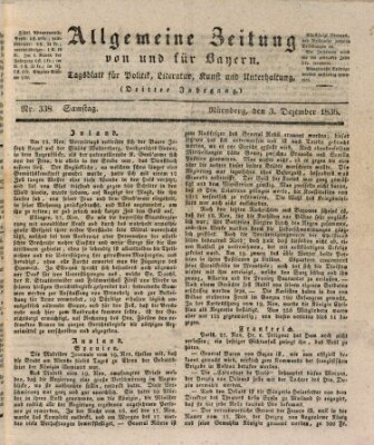 Allgemeine Zeitung von und für Bayern (Fränkischer Kurier) Samstag 3. Dezember 1836