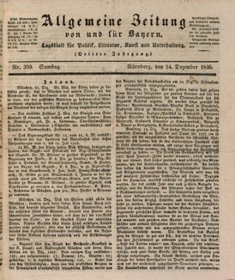Allgemeine Zeitung von und für Bayern (Fränkischer Kurier) Samstag 24. Dezember 1836