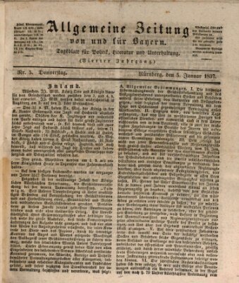 Allgemeine Zeitung von und für Bayern (Fränkischer Kurier) Donnerstag 5. Januar 1837
