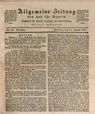 Allgemeine Zeitung von und für Bayern (Fränkischer Kurier) Sonntag 15. Januar 1837