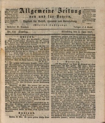 Allgemeine Zeitung von und für Bayern (Fränkischer Kurier) Samstag 3. Juni 1837