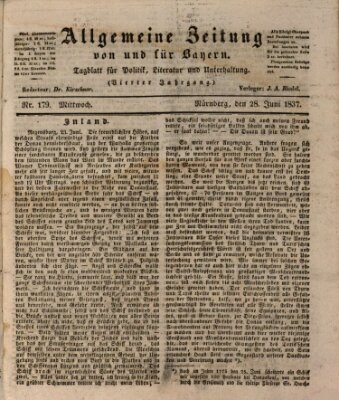 Allgemeine Zeitung von und für Bayern (Fränkischer Kurier) Mittwoch 28. Juni 1837