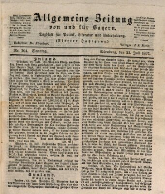 Allgemeine Zeitung von und für Bayern (Fränkischer Kurier) Sonntag 23. Juli 1837